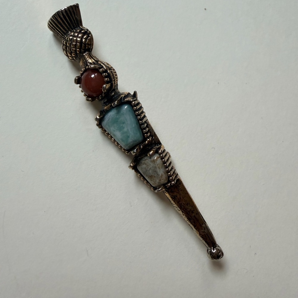 Vintage Gold and Stone Kilt Pendant
